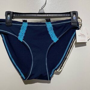 Set of 2 Sexy Basics Blue Cream Ultra Soft Silky Bikini Panties Medium NWT